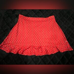 BCG Red Geometric Tennis Skirt with Ruffles